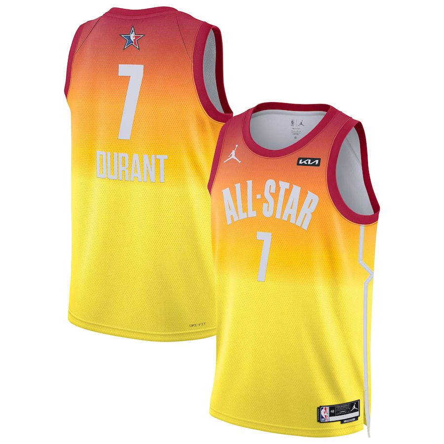 Men Brooklyn Nets 7 Kevin Durant Jordan Brand Orange 2023 NBA All-Star Game Swingman NBA Jersey